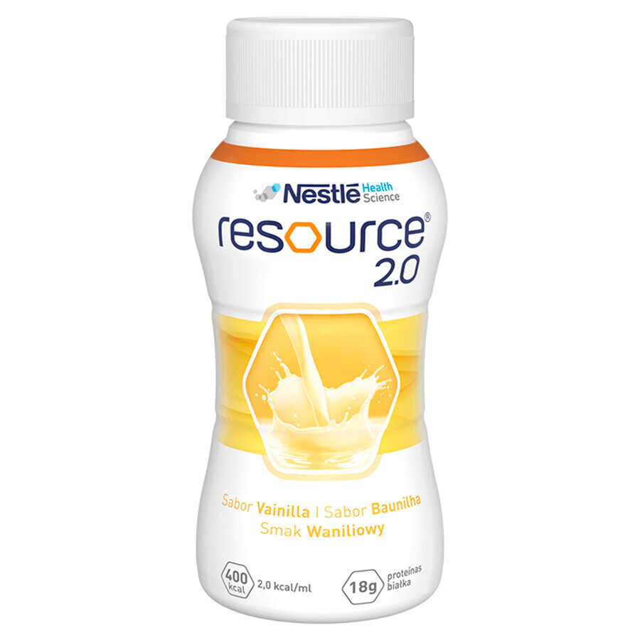 Ressource 2.0, préparation nutritionnelle, saveur vanille, 4 x 200 ml