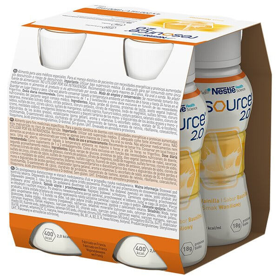 Ressource 2.0, préparation nutritionnelle, saveur vanille, 4 x 200 ml