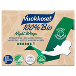 Vuokkoset, biologisch katoenen nachtdoekjes, 100% Bio, Normale Vleugels, 9 stuks