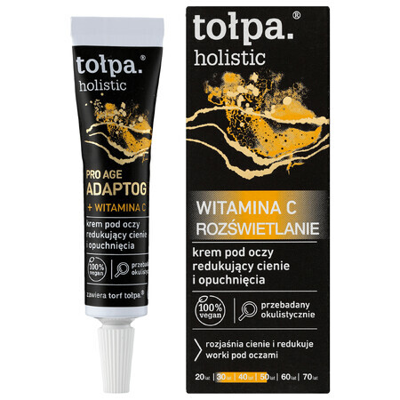 Tolpa Holistic Pro Age, crema contorno occhi per ridurre occhiaie e borse, adattogena + vitamina C, 10 ml