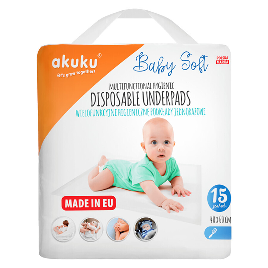 AKUKU Baby Soft, disposable sanitary pads, 40 x 60 cm, A0500, 15 pcs