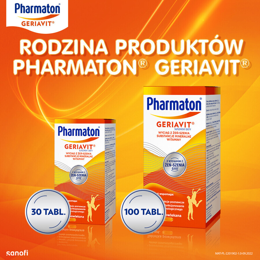 Pharmaton Geriavit set, 100 filmomhulde tabletten + 30 tabletten als geschenk