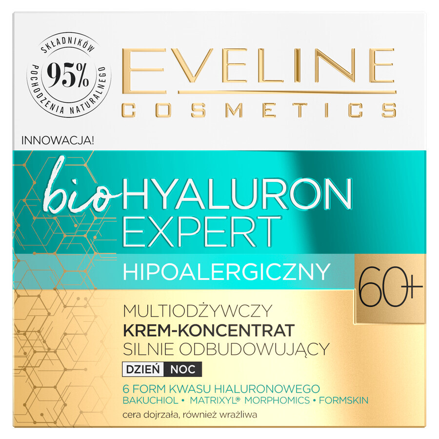 Eveline Cosmetics Bio Hyaluron Expert 60+, Crème-concentrée multi-nourrissante, 50 ml