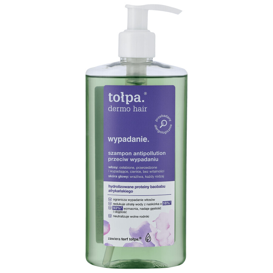 Tolpa Dermo Anticaída, champú antipolución contra la caída del cabello, 250 ml