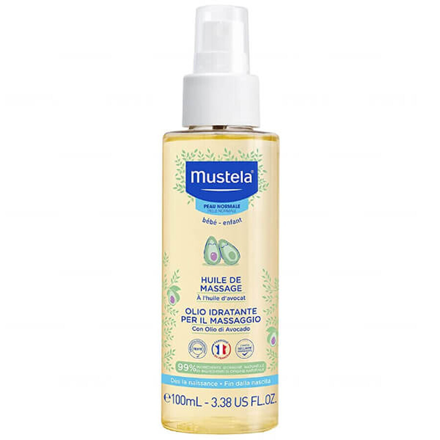 Mustela Bebe Enfant, massageolie voor baby's vanaf dag 1, 100 ml + massageolie, 100 ml gratis