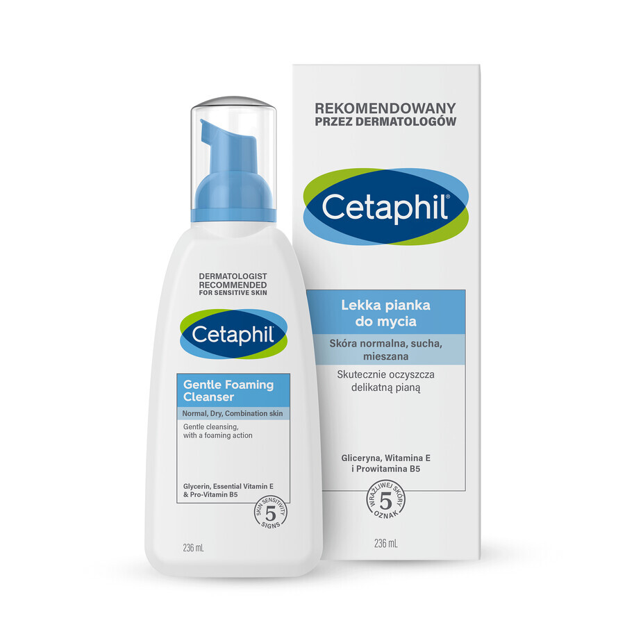 Cetaphil, licht gezichtsreinigingsschuim, normale, droge en gemengde huid, 236 ml