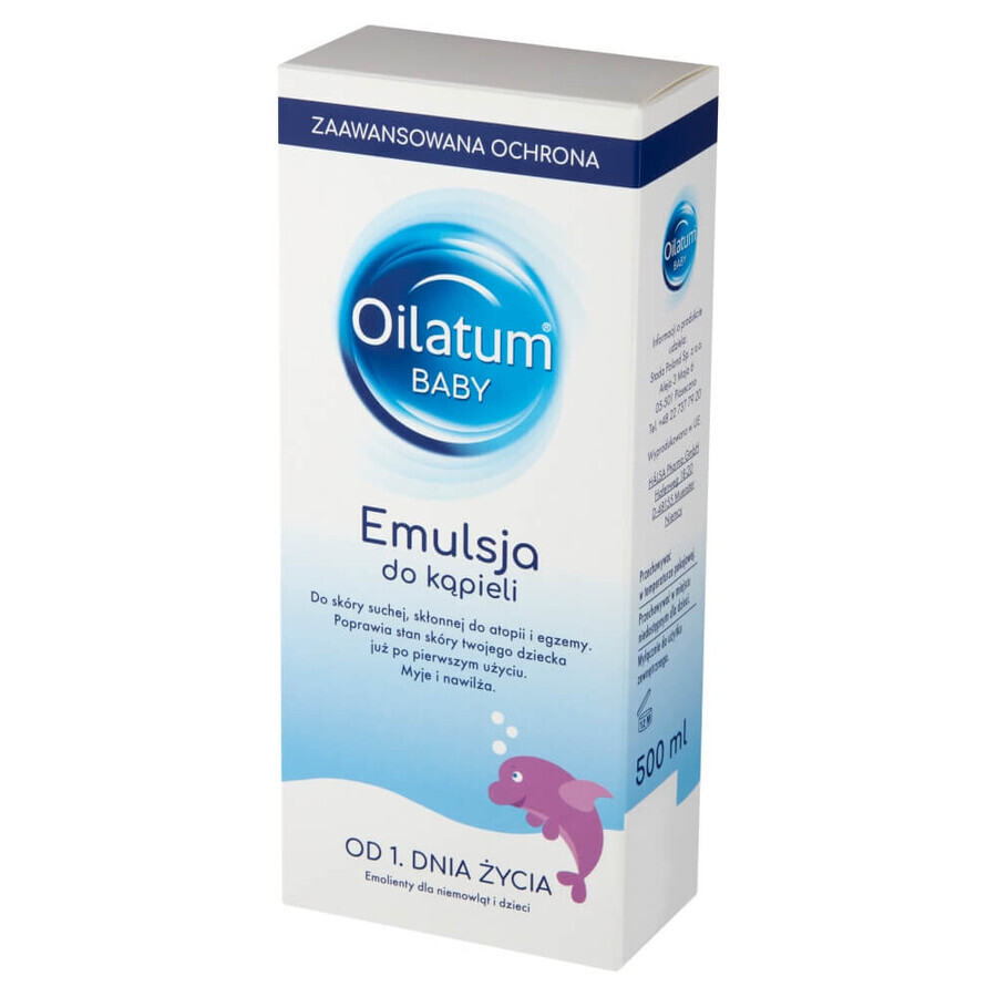 Oilatum Baby Advanced Protection, emulsione per il bagno dal primo giorno di vita, 500 ml