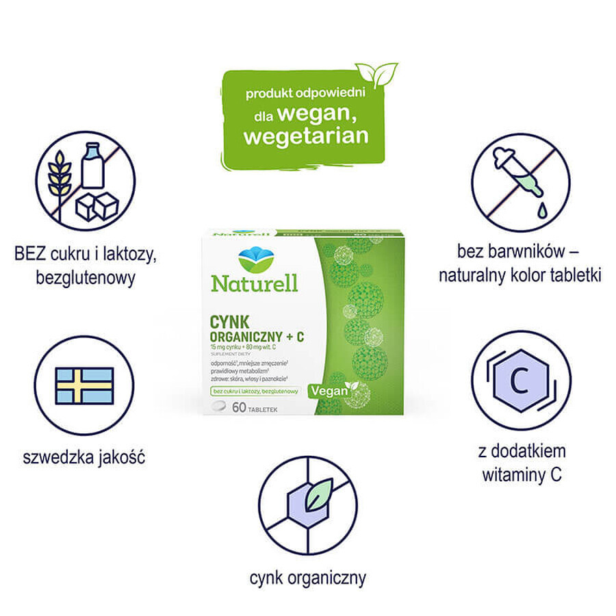 Naturell Bio Zink + C, 60 tabletten + 40 tabletten gratis