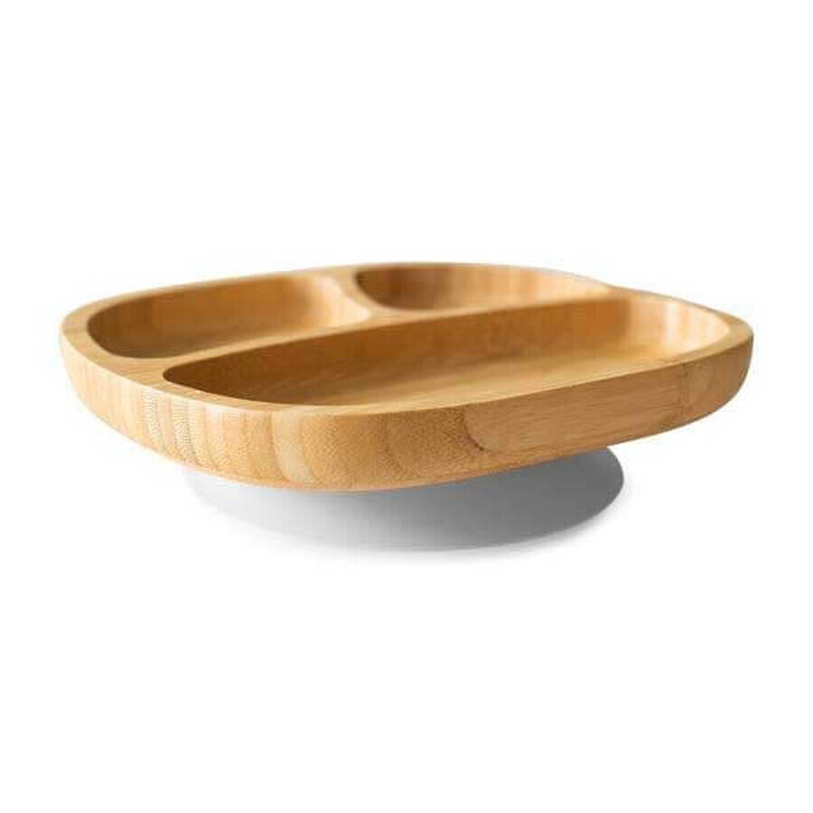 Ecorascals Bamboo Tripartite Bowl with Suction Cup, Grey, 1 pc