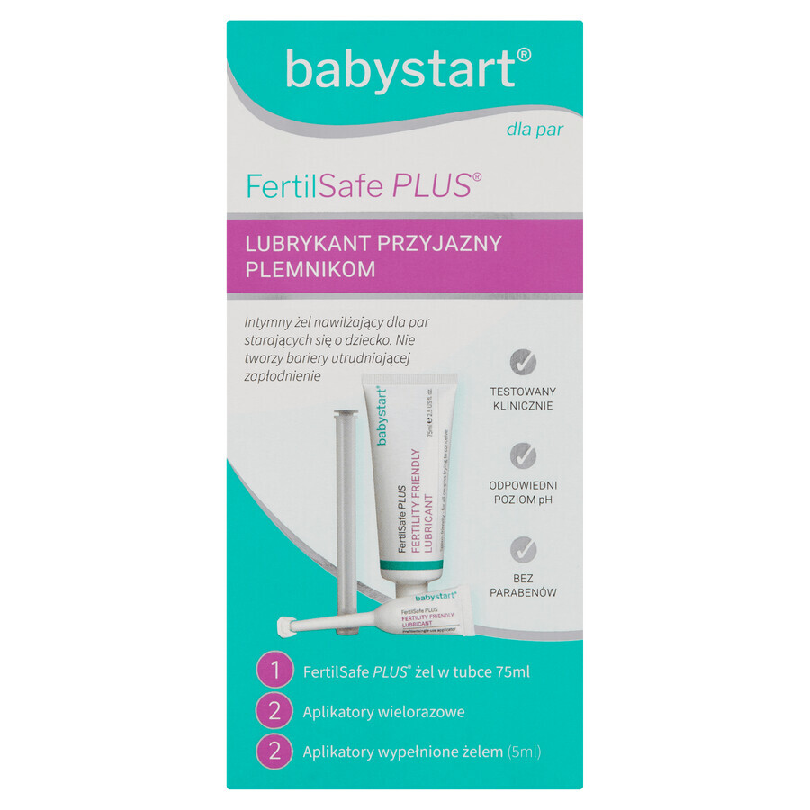 Babystart Fertilsafe Plus, gel hydratant intime pour les couples essayant d'avoir un bébé, 75 ml + applicateur, 2 x 5 ml