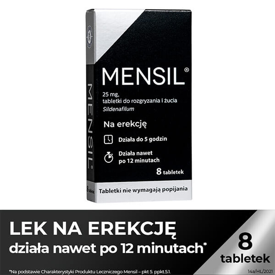 Mensil 25 mg, 8 chewable tablets