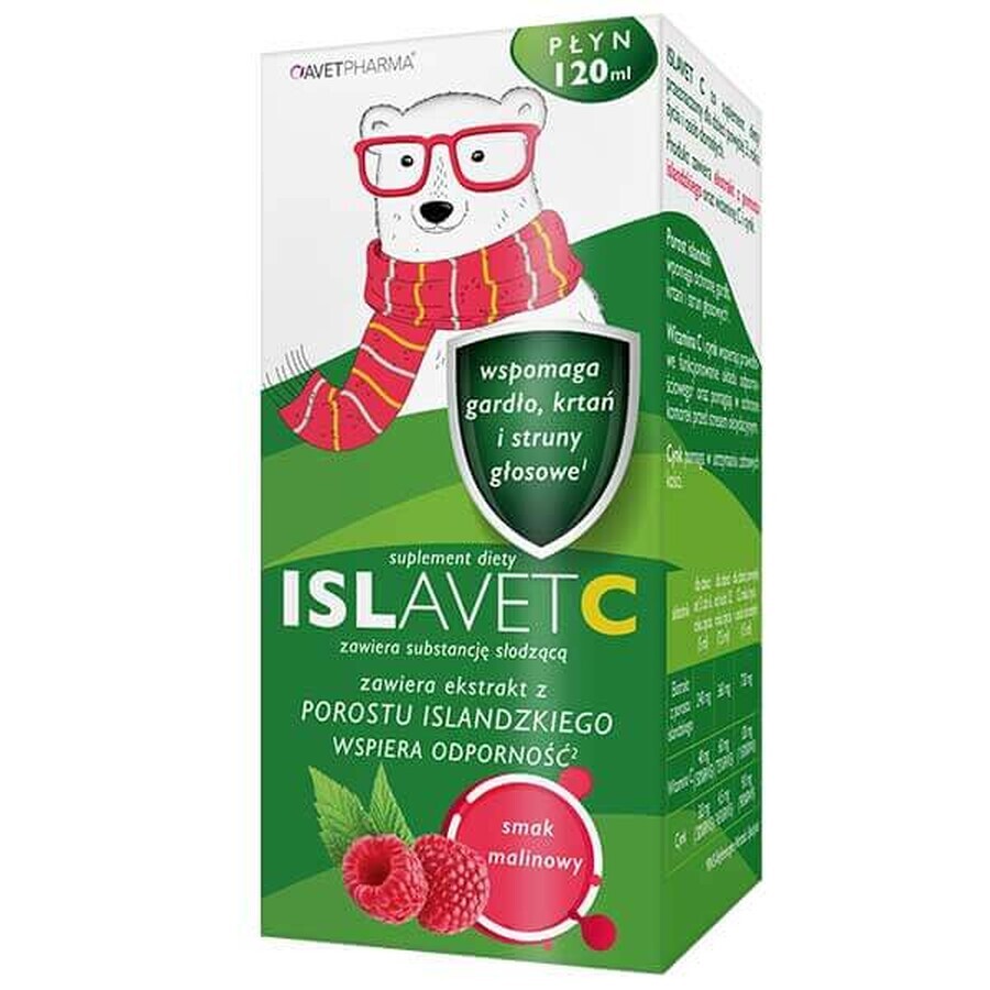 AvetPharma Islavet C, voor kinderen vanaf 3 jaar en volwassenen, frambozensmaak, 120 ml