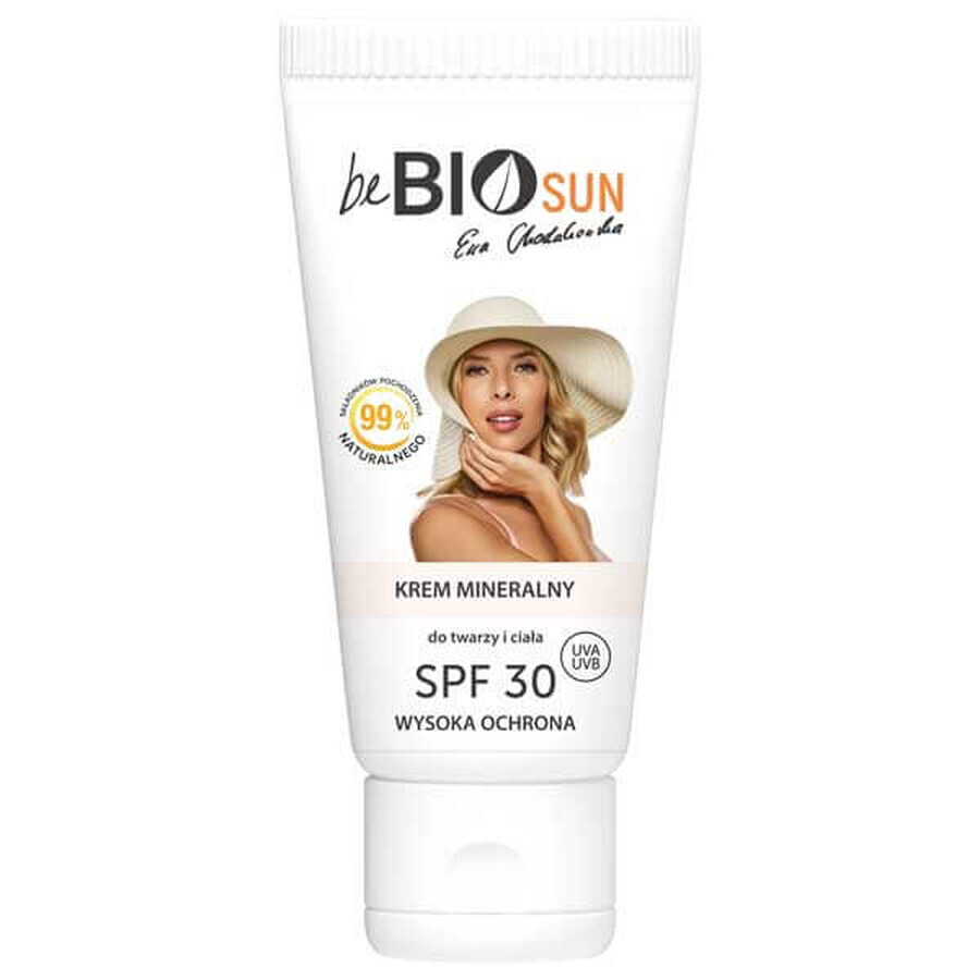 beBIO SUN Ewa Chodakowska, crème minérale pour le visage et le corps, SPF 30, 75 ml