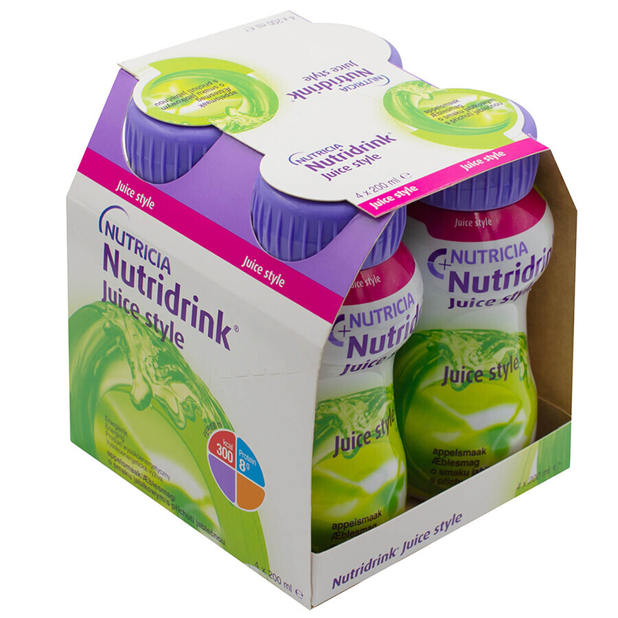 Nutridrink Juice Style, appelsmaak, 4 x 200 ml