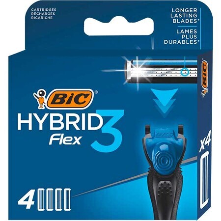 BIC Flex 3 Hybrid, verwisselbare vullingen, 4 stuks