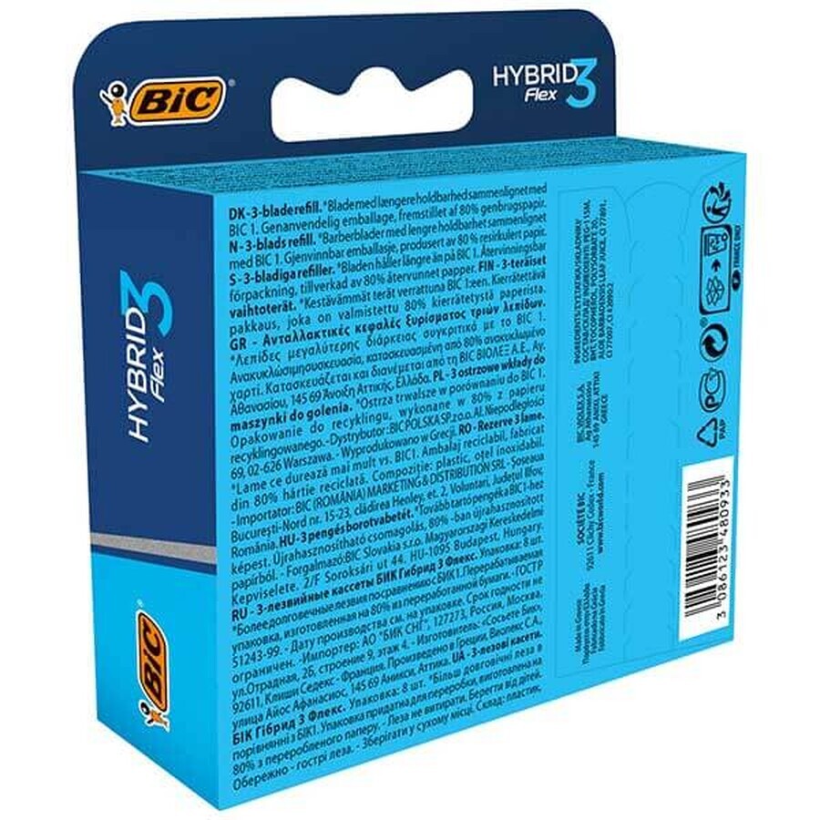 BIC Flex 3 Hybrid, verwisselbare vullingen, 8 stuks