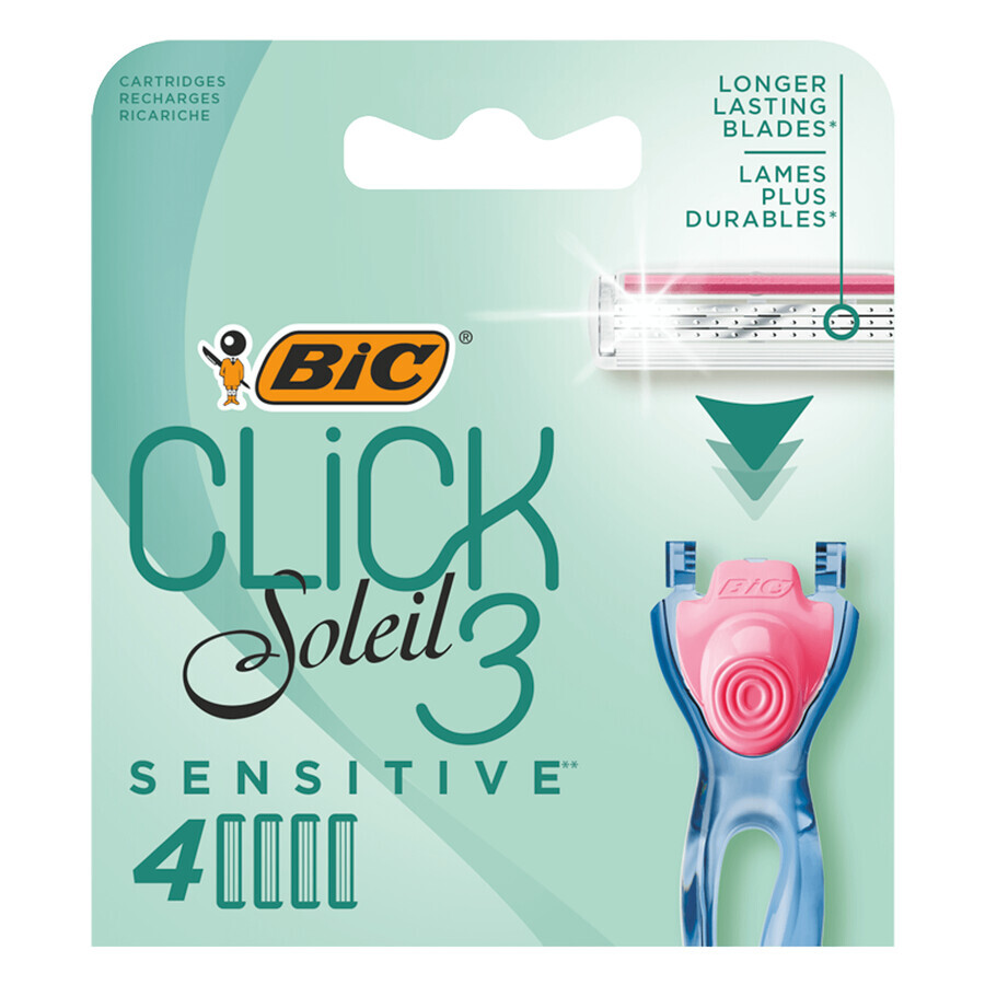 BIC Soleil Click 3 Sensitive, navullingen verwisselbaar, 4 stuks