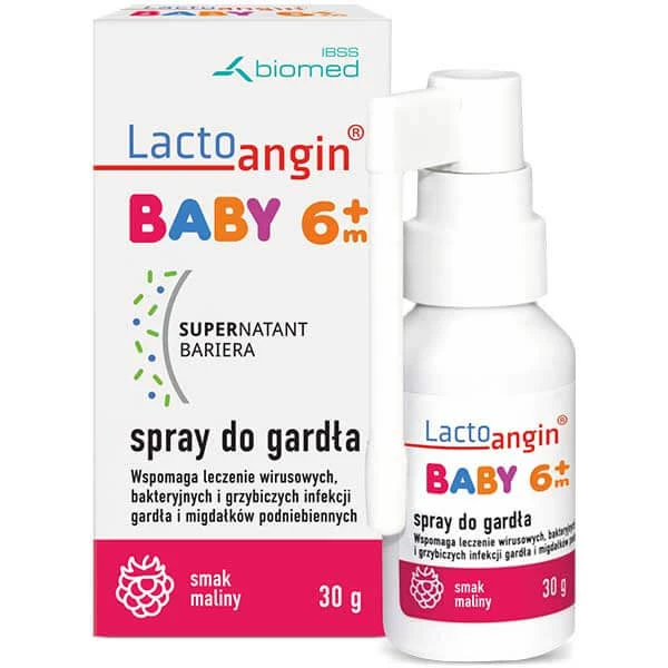 Lactoangin Baby, keelspray, frambozensmaak, vanaf 6 maanden, 30 g
