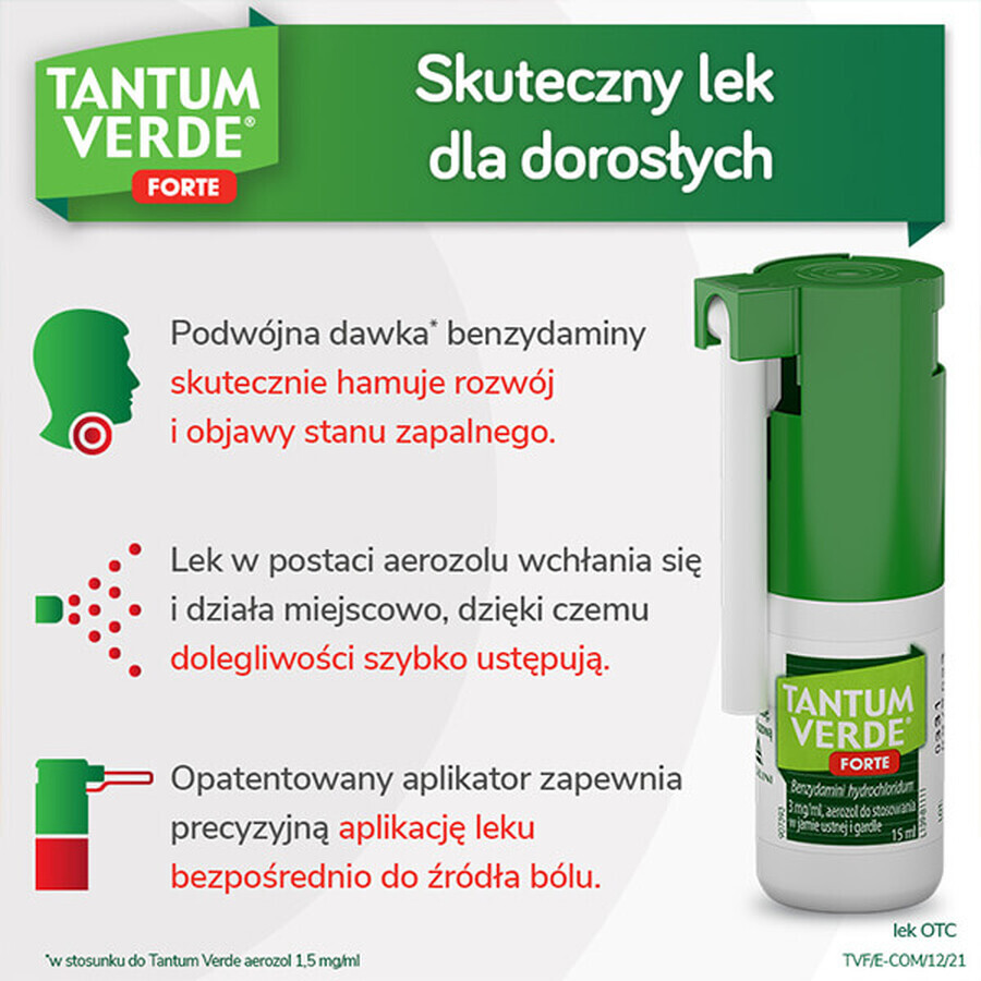 Tantum Verde Forte 3 mg/ml, mond- en keelspray, 15 ml