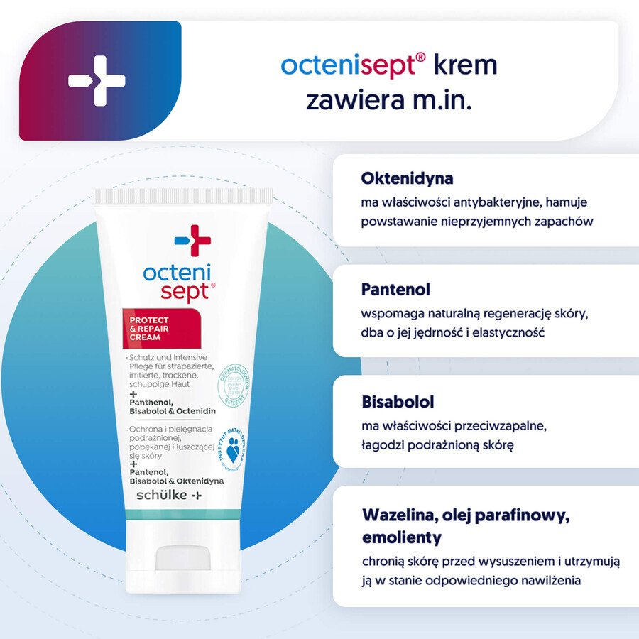 Octenisept Protect&Repair, crème voor de geïrriteerde, gebarsten en schilferige huid, 50 ml