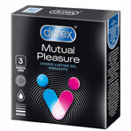 Durex Mutual Pleasure, preservativos con lubricante para prolongar el coito, acanalados con tachuelas, 3 piezas