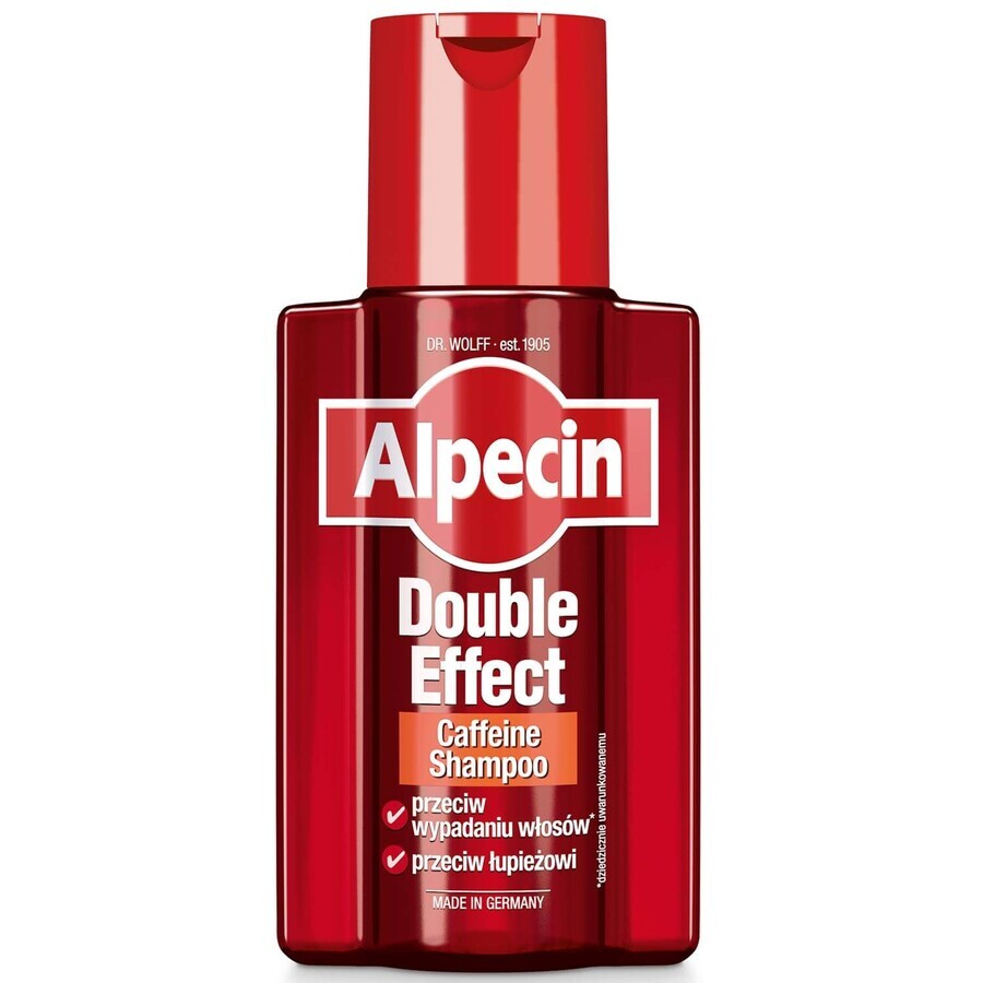 Alpecin Double Efect, shampoo met cafeïne tegen haaruitval en roos, 200 ml