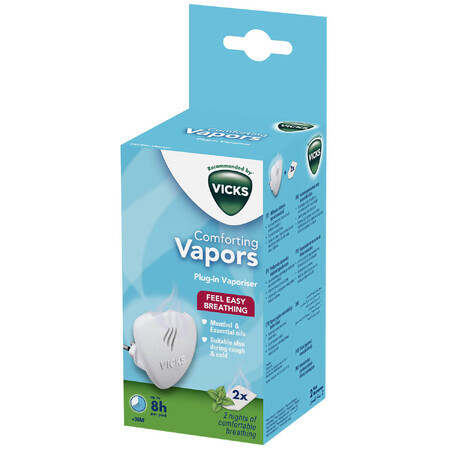 Vicks Comforting Vapors, difusor de aceite de contacto + 2 recambios, aroma mentolado