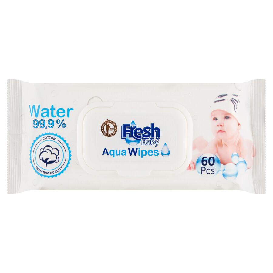 Aqua Wipes Fresh Baby, vochtige doekjes, katoen, 60 stuks