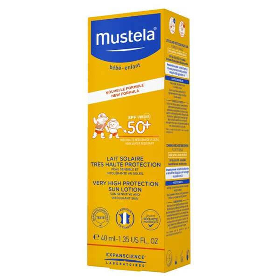 Mustela Sun set, Baby on the go - atopiegefährdete Haut, Sonnenschutzmilch, SPF 50, 40 ml + Stelatopia, Gesichtscreme, 40 ml