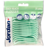 Jordan Easy Reach Flosser, tandzijde en tandenstokers 2-in-1, mint, 25 stuks