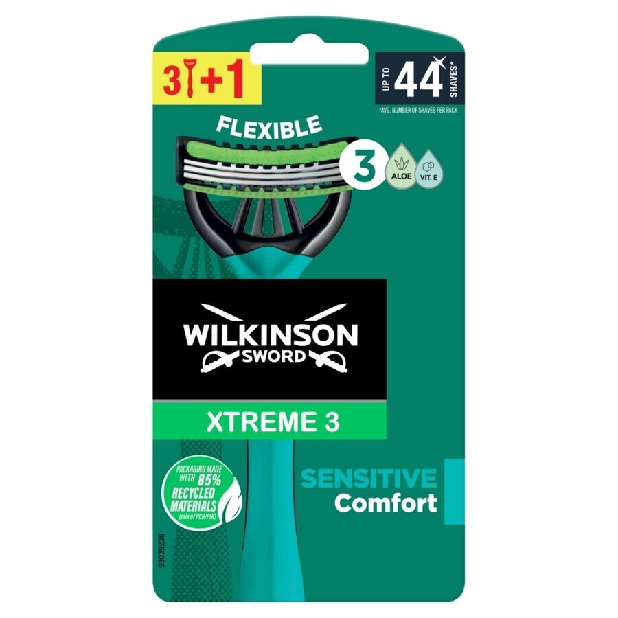 Wilkinson Sword Xtreme3 Sensitive, scheermesjes, wegwerp, 4 stuks