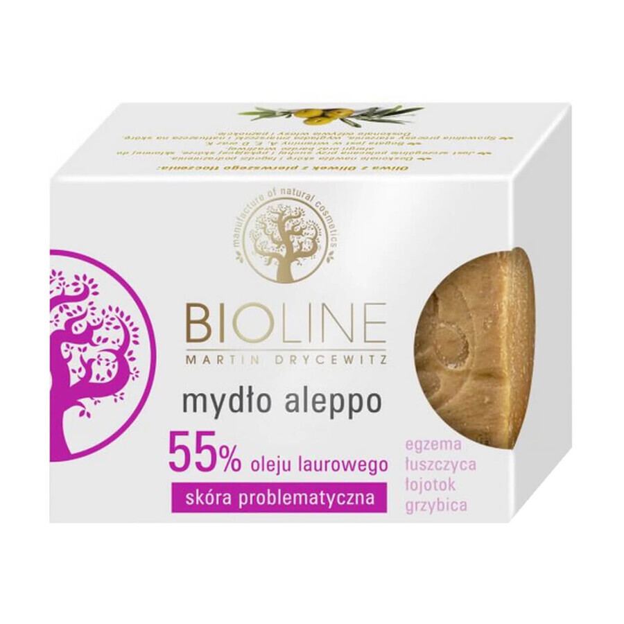 Bioline, Jabón de Alepo 55% aceite de laurel, 200 g