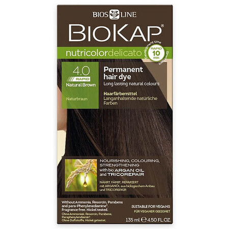 Biokap Nutricolor Delicato Rapid, coloration, 4.0 brun naturel, 135 ml