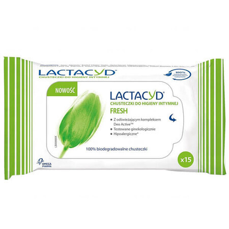 Lactacyd Fresh, salviette per l'igiene intima, 15 pz.