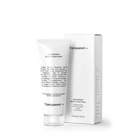 Maschera notte antietà con Niacinamide e Retinolo, 75 ml, Lab trasparente