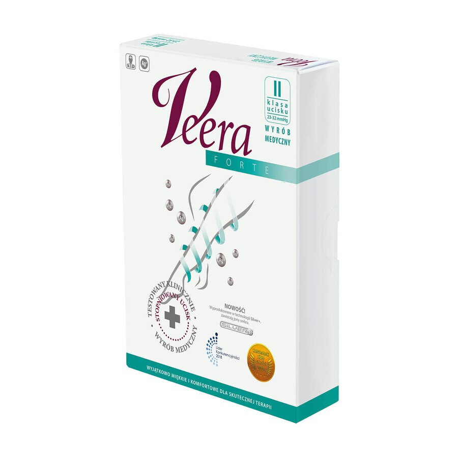 Veera Forte, lange compressiepanty, compressieklasse II, gesloten tenen, maat 2, zwart