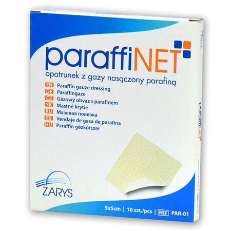 ParaffiNet, met paraffine omhuld gaasverband, steriel, 5 cm x 5 cm, 10 stuks