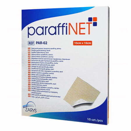 ParaffiNet, met paraffine omhuld gaasverband, steriel, 10 cm x 10 cm, 10 stuks