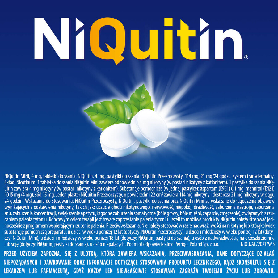 NiQuitin 4 mg, aromă de mentă piperată, 72 pastile