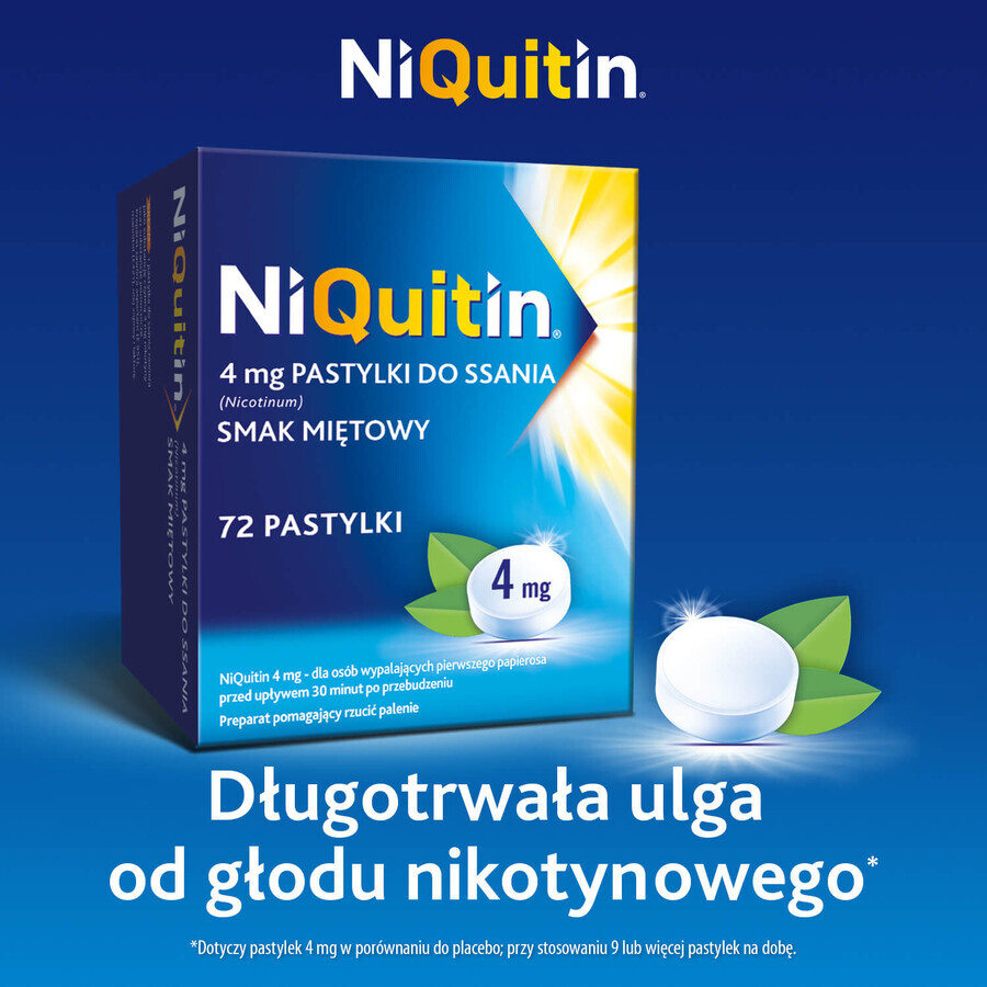 NiQuitin 4 mg, aromă de mentă piperată, 72 pastile