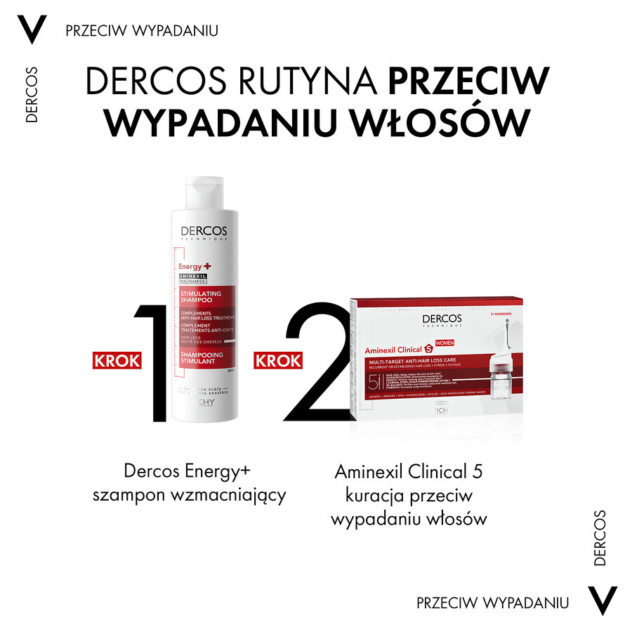 Vichy Dercos Aminexil Clinical 5, tratament împotriva căderii părului pentru femei, 6 ml x 21 fiole