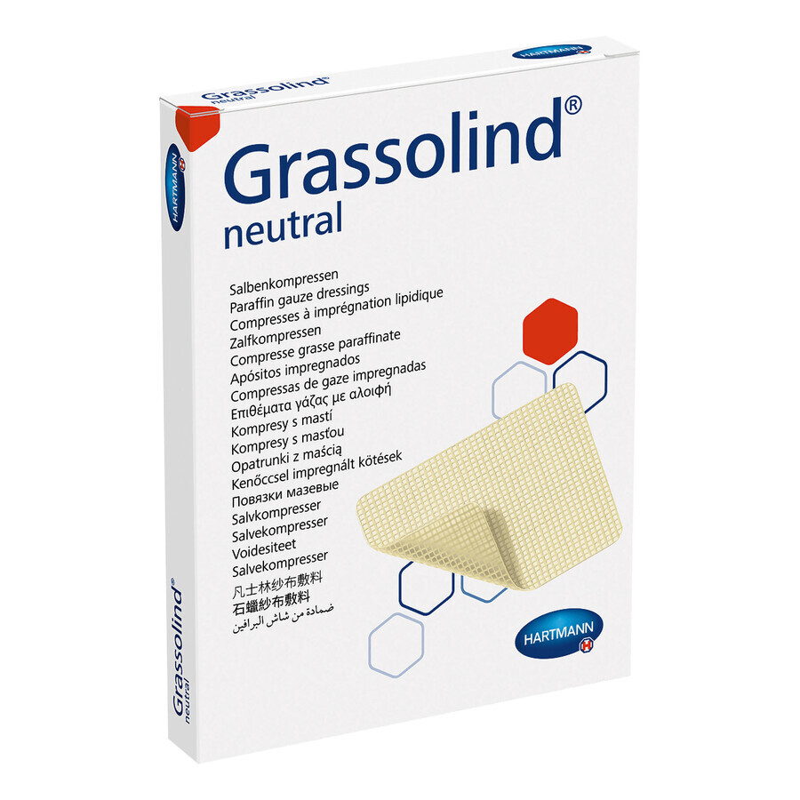 Grassolind Neutro, medicazione a unguento, sterile, 10 cm x 10 cm, 10 pezzi