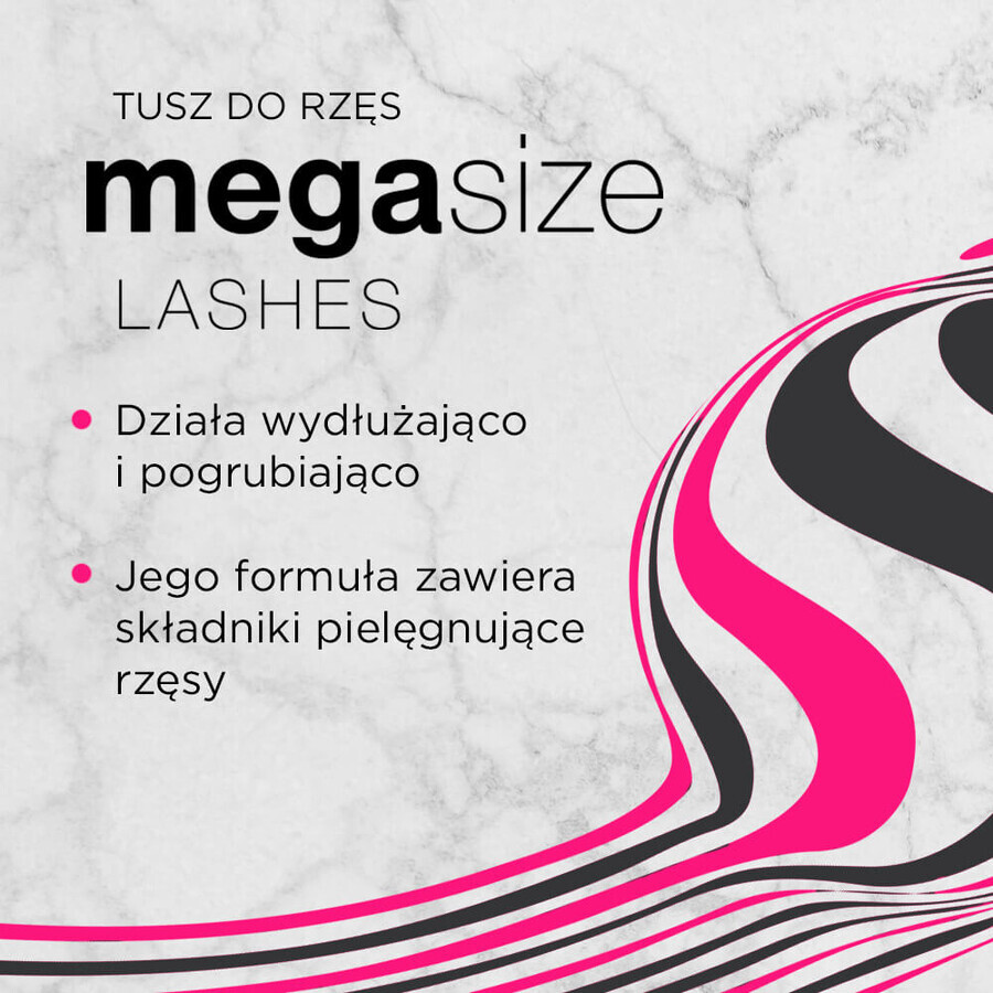 Eveline Cosmetics Mega Size Lashes, verlengende en verdikkende mascara, zwart, 10 ml