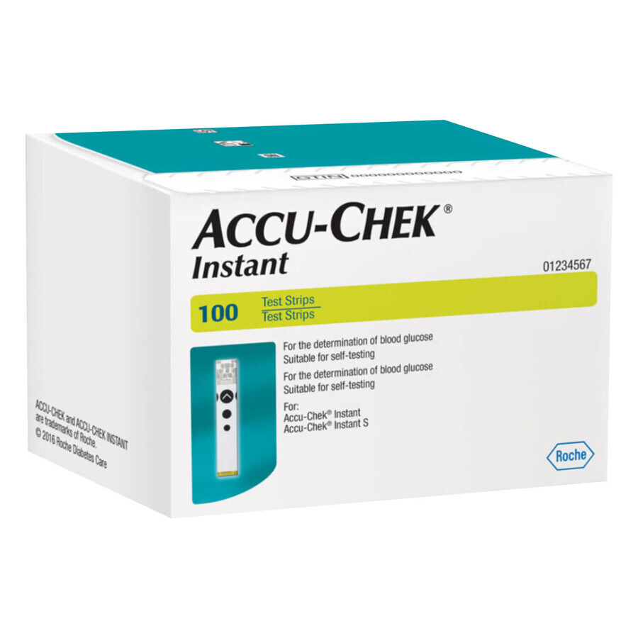 Accu-Chek Instant, tiras reactivas para glucómetro, 100 unidades