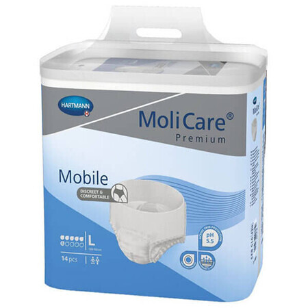 MoliCare Premium Mobile, couches, taille L, 100-150 cm, 6 gouttes, 14 pièces