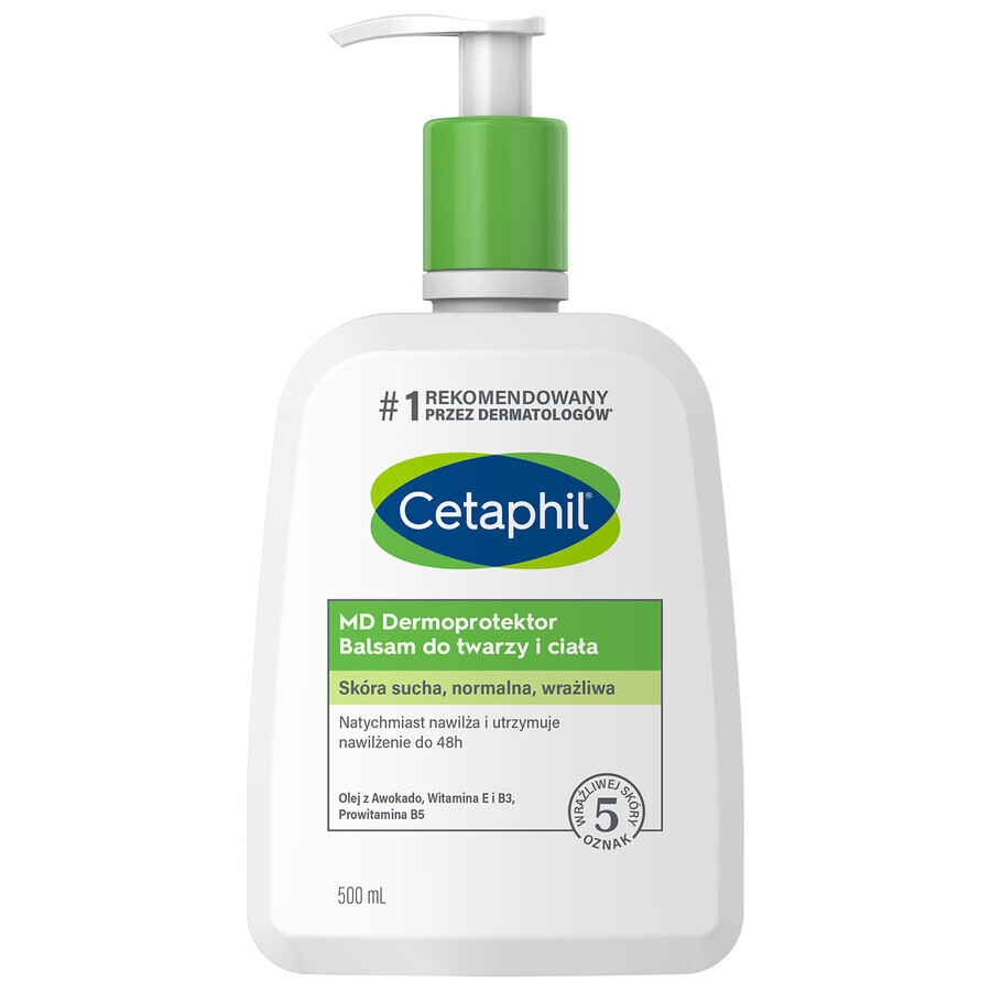 Cetaphil MD Dermoprotector, hydraterende lotion voor gezicht en lichaam, droge en gevoelige huid, met pompje, 500 ml