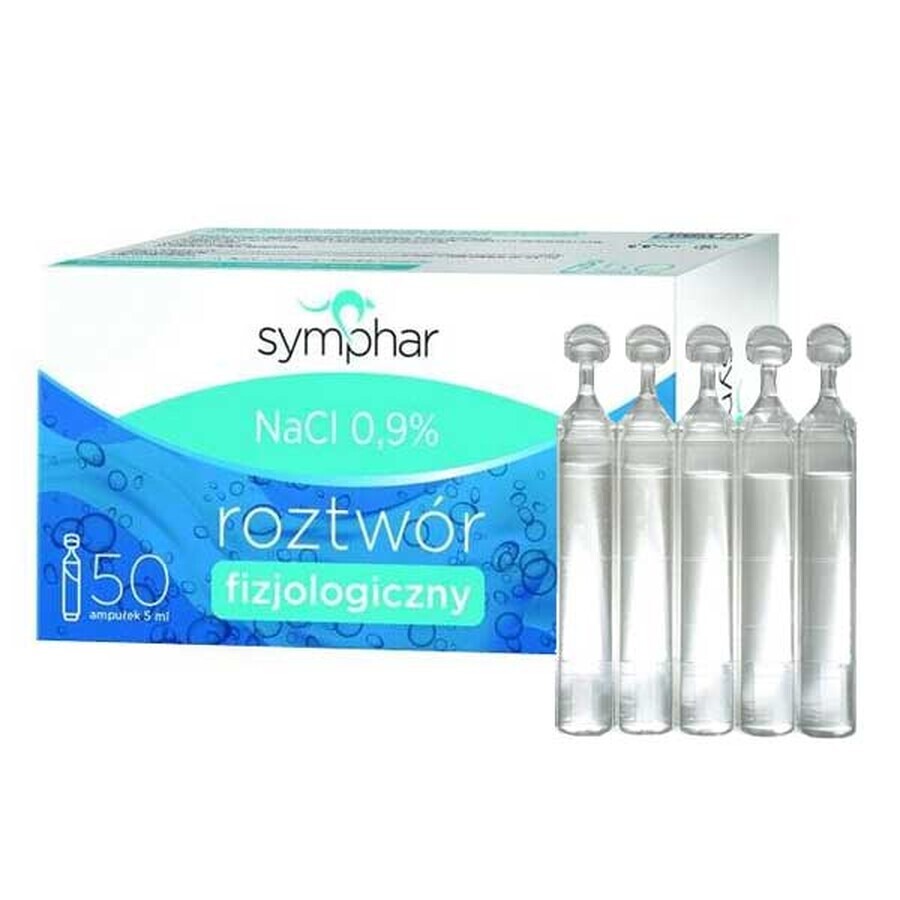 Symphar, NaCl 0,9% fysiologische oplossing, ampullen, 50 x 5 ml