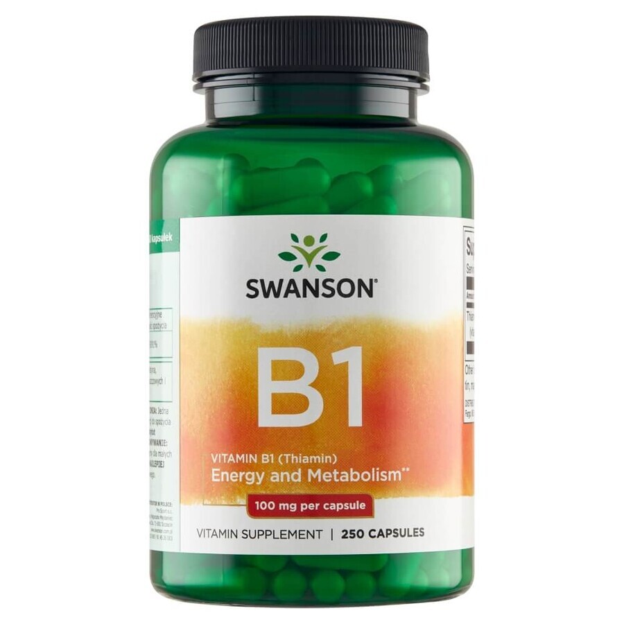 Swanson B1, Thiamin 100 mg, 250 Kapseln