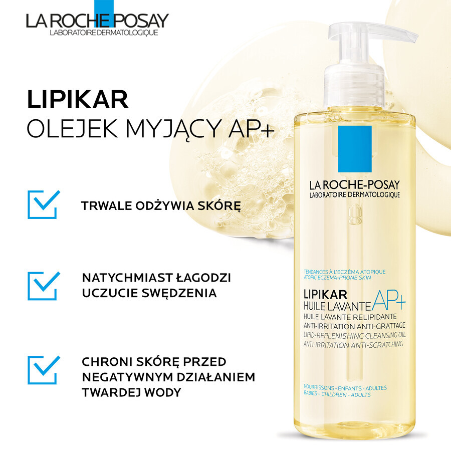 La Roche-Posay Lipikar AP+, reinigingsolie, lipiden aanvullen tegen huidirritatie, 400 ml