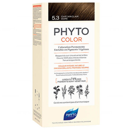 Phyto Color, haarverf, 5.3 licht goud kastanje, 50 ml